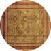 Round Machine Washable Oriental Brown Industrial Rug, wshurb1070brn