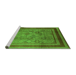 Sideview of Machine Washable Oriental Green Industrial Area Rugs, wshurb1070grn