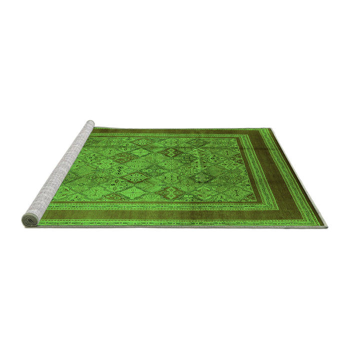 Sideview of Machine Washable Oriental Green Industrial Area Rugs, wshurb1070grn