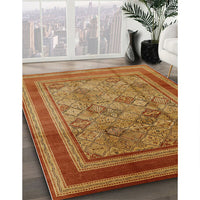 Mid-Century Modern Mahogany Brown Oriental Rug, urb1070