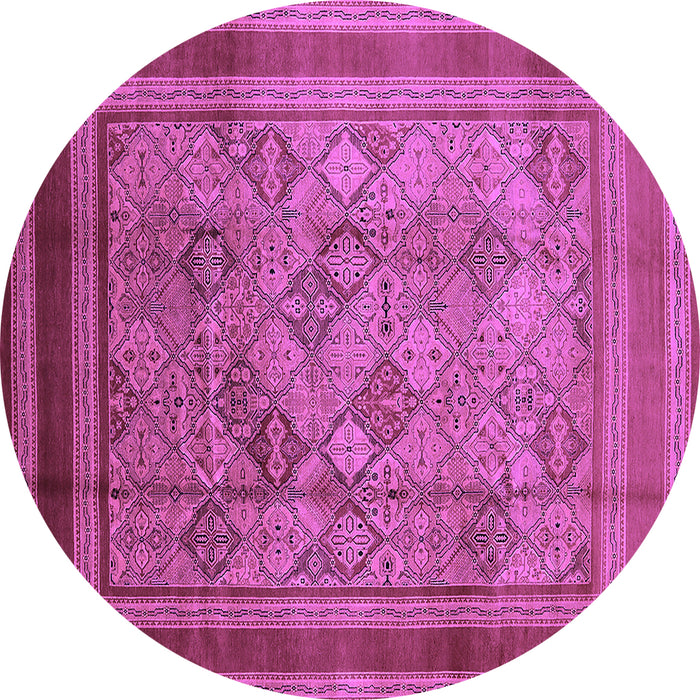 Round Machine Washable Oriental Purple Industrial Area Rugs, wshurb1070pur