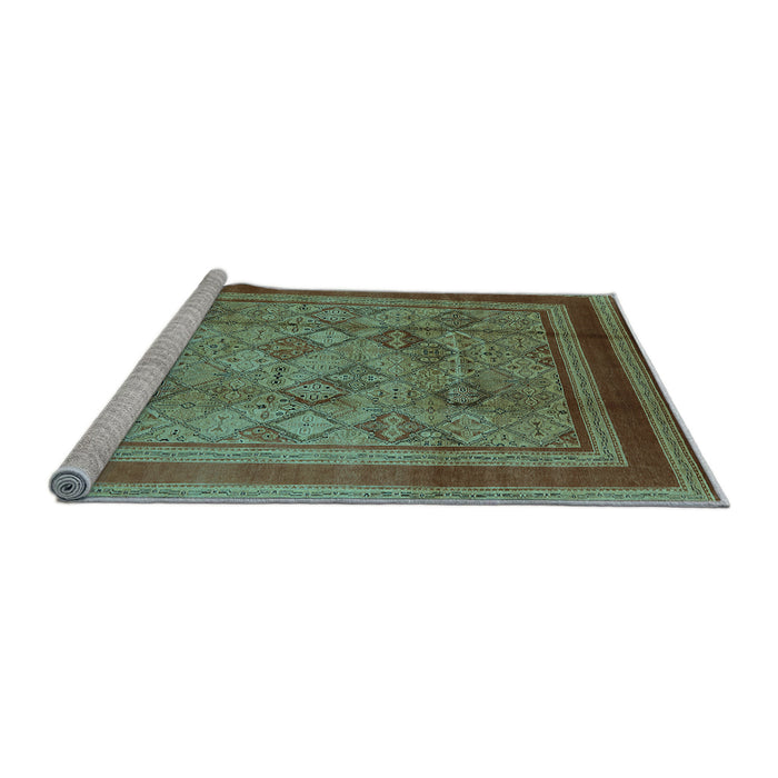 Sideview of Machine Washable Oriental Light Blue Industrial Rug, wshurb1070lblu