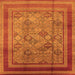 Square Machine Washable Oriental Orange Industrial Area Rugs, wshurb1070org