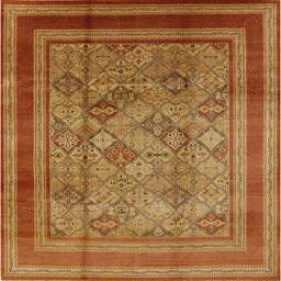 Square Mid-Century Modern Mahogany Brown Oriental Rug, urb1070