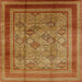 Square Mid-Century Modern Mahogany Brown Oriental Rug, urb1070