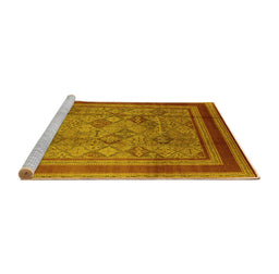 Sideview of Machine Washable Oriental Yellow Industrial Rug, wshurb1070yw