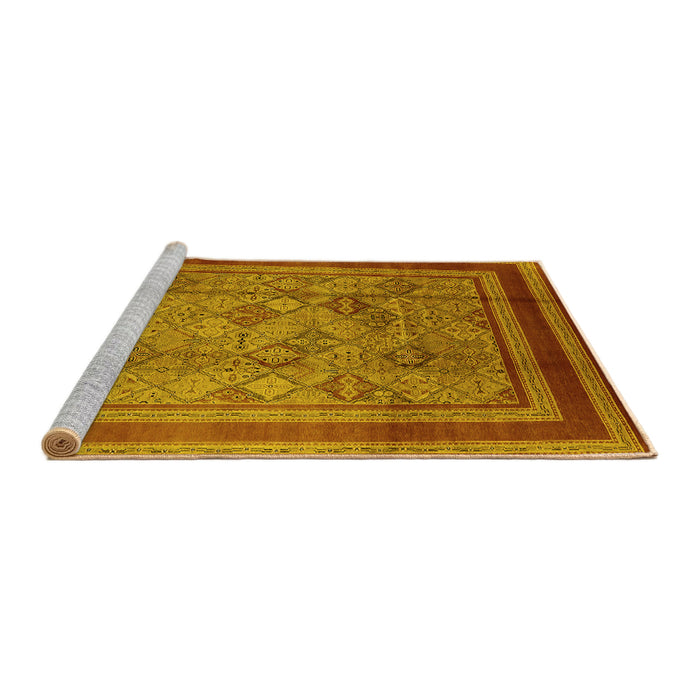 Sideview of Machine Washable Oriental Yellow Industrial Rug, wshurb1070yw