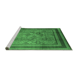 Sideview of Machine Washable Oriental Emerald Green Industrial Area Rugs, wshurb1070emgrn