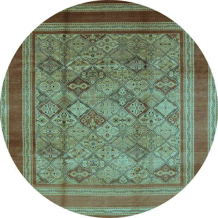 Round Oriental Light Blue Industrial Rug, urb1070lblu