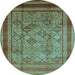 Round Oriental Light Blue Industrial Rug, urb1070lblu