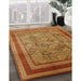 Mid-Century Modern Mahogany Brown Oriental Rug in Family Room, urb1070