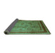 Sideview of Oriental Turquoise Industrial Rug, urb1070turq