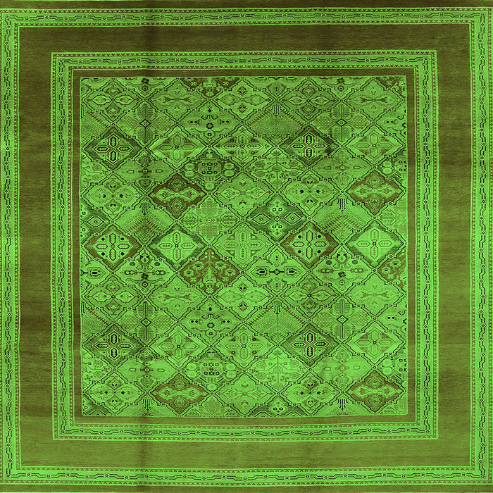 Square Oriental Green Industrial Rug, urb1070grn