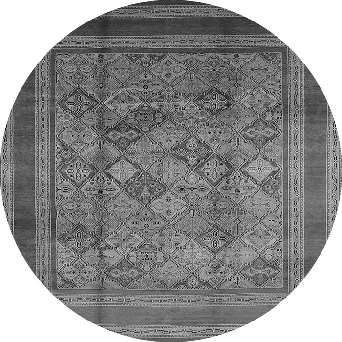 Round Machine Washable Oriental Gray Industrial Rug, wshurb1070gry