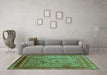 Machine Washable Oriental Turquoise Industrial Area Rugs in a Living Room,, wshurb1070turq