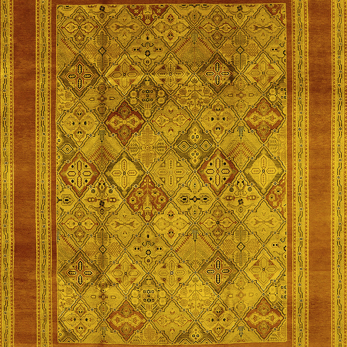 Machine Washable Oriental Yellow Industrial Rug, wshurb1070yw