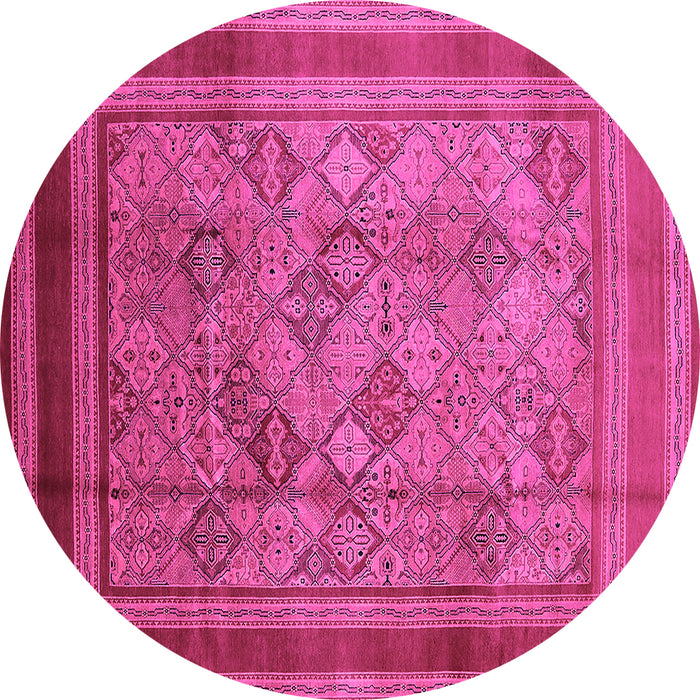 Round Oriental Pink Industrial Rug, urb1070pnk