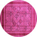 Round Oriental Pink Industrial Rug, urb1070pnk