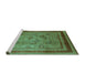 Sideview of Machine Washable Oriental Turquoise Industrial Area Rugs, wshurb1070turq