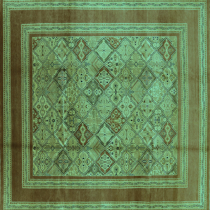 Square Oriental Turquoise Industrial Rug, urb1070turq
