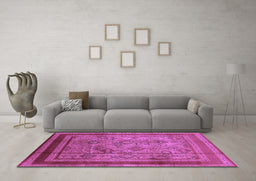 Machine Washable Oriental Purple Industrial Area Rugs in a Living Room, wshurb1070pur