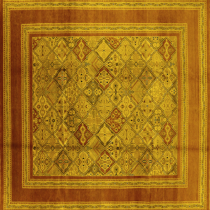 Square Machine Washable Oriental Yellow Industrial Rug, wshurb1070yw