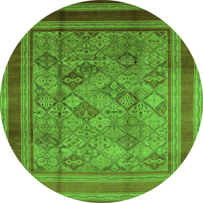 Round Oriental Green Industrial Rug, urb1070grn