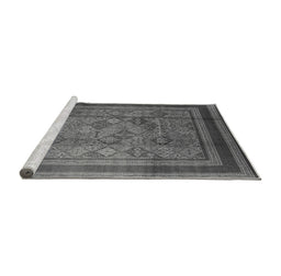 Sideview of Machine Washable Oriental Gray Industrial Rug, wshurb1070gry