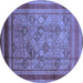 Round Oriental Blue Industrial Rug, urb1070blu