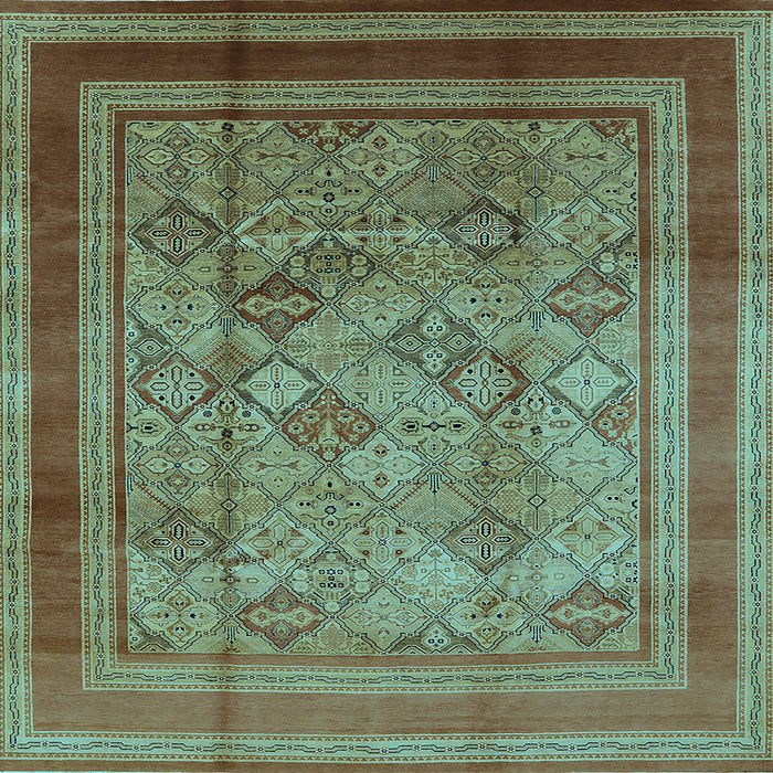 Square Machine Washable Oriental Light Blue Industrial Rug, wshurb1070lblu