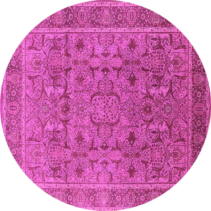 Round Machine Washable Oriental Pink Traditional Rug, wshurb1071pnk