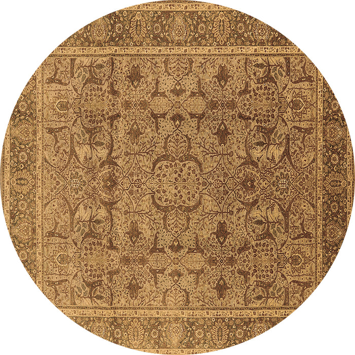 Round Machine Washable Oriental Brown Traditional Rug, wshurb1071brn