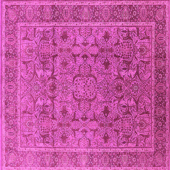 Square Machine Washable Oriental Pink Traditional Rug, wshurb1071pnk