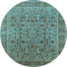 Round Oriental Light Blue Traditional Rug, urb1071lblu