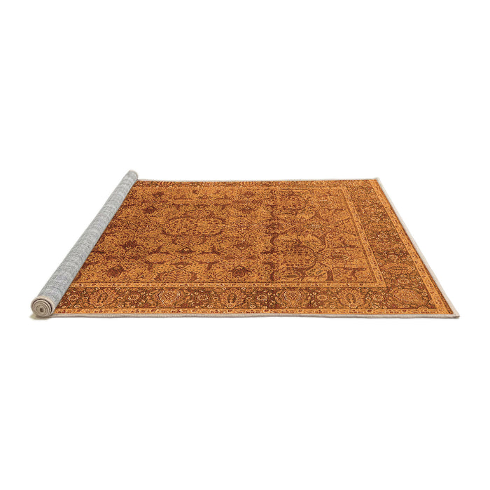 Sideview of Machine Washable Oriental Orange Traditional Area Rugs, wshurb1071org