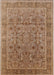 Mid-Century Modern Mahogany Brown Oriental Rug, urb1071