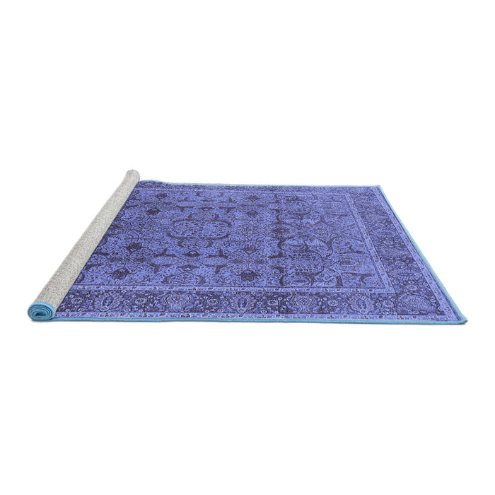 Sideview of Machine Washable Oriental Blue Traditional Rug, wshurb1071blu