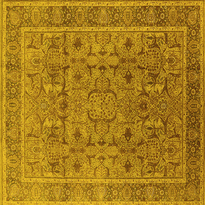 Square Oriental Yellow Traditional Rug, urb1071yw