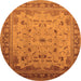 Round Oriental Orange Traditional Rug, urb1072org