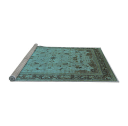 Sideview of Machine Washable Oriental Light Blue Traditional Rug, wshurb1072lblu