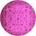 Round Oriental Pink Traditional Rug, urb1072pnk