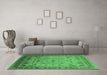 Machine Washable Oriental Emerald Green Traditional Area Rugs in a Living Room,, wshurb1072emgrn