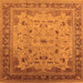 Square Machine Washable Oriental Orange Traditional Area Rugs, wshurb1072org