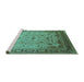 Sideview of Machine Washable Oriental Turquoise Traditional Area Rugs, wshurb1072turq