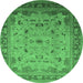 Round Oriental Emerald Green Traditional Rug, urb1072emgrn