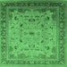 Square Machine Washable Oriental Emerald Green Traditional Area Rugs, wshurb1072emgrn