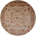 Round Mid-Century Modern Light Copper Gold Oriental Rug, urb1072