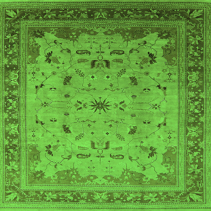 Square Machine Washable Oriental Green Traditional Area Rugs, wshurb1072grn