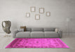 Machine Washable Oriental Pink Traditional Rug in a Living Room, wshurb1072pnk