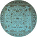 Round Oriental Light Blue Traditional Rug, urb1072lblu